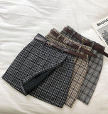 outfit ideas for school Spring and Autumn Irregular Anti-Exposure Skirt Women's New Korean Style Retro Plaid High Waist A- line Skirt with Belt