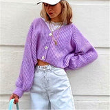 summer outfits inspo Sweater Women's Net Red Women's Clothing Spring and Autumn New Lantern Sleeve Loose Sweater Single-Breasted Short Coat