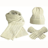 PICSGIRL  -  Women's Scarf Sets Winter Hat Scarf Gloves Knitted Keep Warm Scarves Simple Solid Color Clothes Accessories Thick Soft Scarf Set