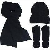 PICSGIRL  -  Women's Scarf Sets Winter Hat Scarf Gloves Knitted Keep Warm Scarves Simple Solid Color Clothes Accessories Thick Soft Scarf Set