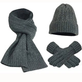 PICSGIRL  -  Women's Scarf Sets Winter Hat Scarf Gloves Knitted Keep Warm Scarves Simple Solid Color Clothes Accessories Thick Soft Scarf Set