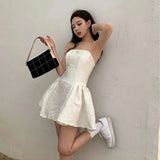 PICSGIRL  -  Summer New Fashion Women's Sleeveless Patchwork Mini Sundress Sexy Temperament Strapless A-Line Party Dresses for 18-24Y