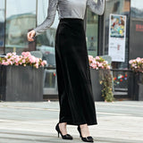 PICSGIRL  -  Women's Elastic Velvet Maxi Skirt, High Waist, Long, Maxi, Straight, Customer Made, Winter, New, XS-10XL