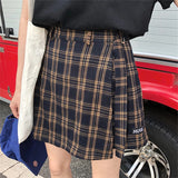 PICSGIRL  -  Vintage Korean Plaid Women High Waist Mini A-Line Skirt Spring Summer Casual Female Kawaii Students Empire Above Knee Skirts