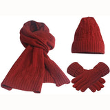 PICSGIRL  -  Women's Scarf Sets Winter Hat Scarf Gloves Knitted Keep Warm Scarves Simple Solid Color Clothes Accessories Thick Soft Scarf Set