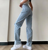 PICSGIRL  -  Women's Jeans Large Size Boyfriend y2k Denim Pants Female High Waist Mom Ripped Jeans Stright Trousers