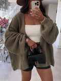 2000s fashion 2024 Autumn and Winter New Casual Loose Solid Color Mid-Length Knitted Sweater Cardigan Coat for Women