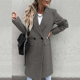 2000s fashion Autumn and Winter Long Suit Collar Woolen Coat for Women