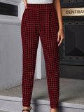 90s fashion Urban Leisure Spring New Plaid Casual Women's Trousers