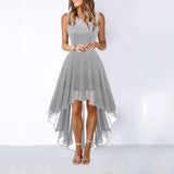 homecoming dresses Spring and Summer New Hollow Waist Chiffon Dress Dinner Lace Dress