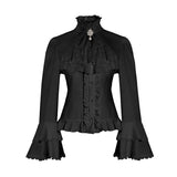 ribbons galore dress to impress Court Style Flared Long Sleeve Gothic Inner Lotus Leaf Lace Shirt Lolita Women's Retro French Top Women