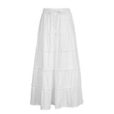 church outfit American-Style White Side High Slit Skirt Women's Long Texture Distressed Cotton Drape A- line Skirt Sheath Dress