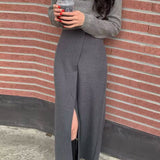 2000s fashion Chic Summer Niche Versatile High Waist Slimming Irregular Split Design over the Knee Long Skirt for Women