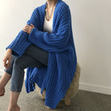 2000s fashion Autumn and Winter Long Cardigan Solid Color Women's Knitted Women's Fashion Sweater Women