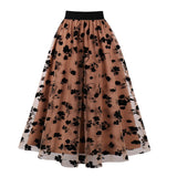 alien invasion dress to impress Christmas E-Commerce Mesh Double-Layer Flocking Flower Waist-Tight Flower Gauze Skirt Large Swing Skirt