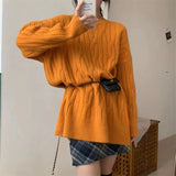 dti outfits round Neck Sweater Women's Autumn Thickened Twist Internet Celebrity Sweater Ins Trendy Fashion Loose Solid Color Bottoming Sweater