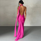 movie premiere dress to impress Women's Clothing 2024 Summer New Sexy Slim-Fit Backless Pleated Hollow-out Strap Long Dress