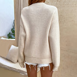 2000s fashion Solid Color Button Pullover Women's Autumn and Winter New round Neck Sweater Top