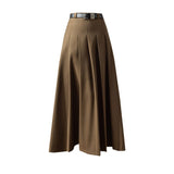 church outfit Large Swing Slimming Woolen Long Skirt 2024 Winter New High Waist Mid-Length Pleated Skirt