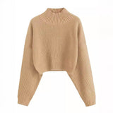 fall outfits women Retro Knitted Soft Glutinous Loose Undershirt Solid Color Half Turtleneck Pullover Gentle Style Women's Clothing