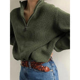 casual fall outfits Autumn and Winter Women's Clothing Popular Zipper Stand Collar Long Sleeve Loose Sweater for Women