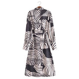 2000s fashion 2024 Spring Women's Geometric Pattern Belt Long Shirt Style Dress