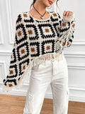 barn jacket outfits New Crocheted Hollow-out Sweater Tassel Outerwear Blouse Stacked Top