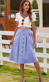 2000s fashion Spring and Summer New Skirt Casual Button A- line Skirt High Waist Midi Skirt Women's Clothing