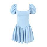 pop culture dress to impress Women's Clothing 2024 Summer New Sweet Puff Sleeve Square Collar Dress Corset Princess Dress Two Pieces