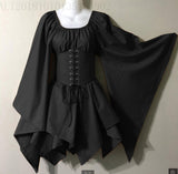 group halloween costumes New Party Women's Long Sleeve Renaissance Medieval Bell Sleeve Dress