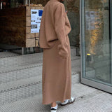 outfit inspo Autumn and Winter Fashion Casual Suit Comfortable Casual Knitted Long-Sleeved Dress Suit Temperament Commuter Women