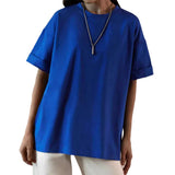 90s fashion 2024 Summer New Women's Solid Color Casual Fashion plus Size Loose round Neck Short Sleeve T-shirt