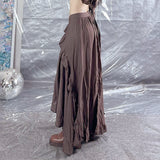 dress to impress codes Retro Style Irregular Wooden Ear Design Long Skirt Women's Versatile New