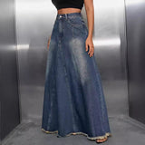 decades dti Women's Vintage Washed All-Match Denim Skirt