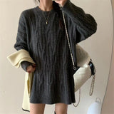 dti outfits round Neck Sweater Women's Autumn Thickened Twist Internet Celebrity Sweater Ins Trendy Fashion Loose Solid Color Bottoming Sweater