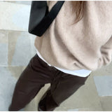 2000s fashion Solid Color Mohair Sweater Sweater Loose Lazy Style Comfortable round Neck Pullover Younger