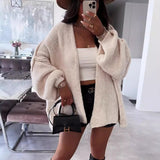 2000s fashion 2024 Autumn and Winter New Casual Loose Solid Color Mid-Length Knitted Sweater Cardigan Coat for Women