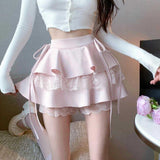 Picsgirl summer outfits inspo Fluffy Skirt Women's Spring and Summer Mesh Stitching High Waist Slimming Cake Skirt Niche A- line Skirt