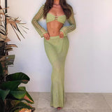 rainforest dress to impress 2024 New Hollow-out Backless Fashion Casual Suit Sexy Hot Girl Hip Knitted Skirt Suit