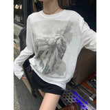 2000s fashion Spring and Autumn Women's Clothing New Japanese and Korean Hot Girl Fashion Casual Loose Lazy Style Long Sleeve Blouse T-shirt Top