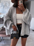 2000s fashion 2024 Autumn and Winter New Casual Loose Solid Color Mid-Length Knitted Sweater Cardigan Coat for Women