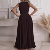 ballroom dress to impress Women's New V-neck Sleeveless Slim Fit Large Swing Dress Summer Vacation Dress