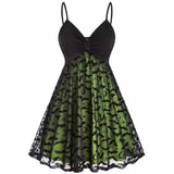 Picsgirl alien invasion dress to impress Women plus Size Gothic Dress Sexy Neon Bat Leash Dress Halloween Party Dress