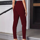 90s fashion Urban Leisure Spring New Plaid Casual Women's Trousers