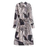 2000s fashion 2024 Spring Women's Geometric Pattern Belt Long Shirt Style Dress