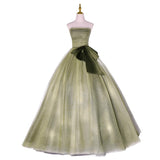 hoco dresses Green Light Luxury Annual Meeting Birthday Piano Catwalk Vocal Music Pettiskirt Piano Performance Wedding Dress