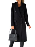 2000s fashion Women's Spring 2024 New Coat All-Match Woolen Coat Solid Color Long Sleeve Double Breasted Pocket