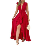 ballroom dress to impress Women's New V-neck Sleeveless Slim Fit Large Swing Dress Summer Vacation Dress