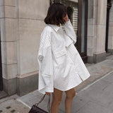 2000s fashion New Autumn Lapel Long Sleeve Striped Shirt Coat Fashionable Loose Casual Shirt for Women