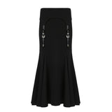 cybergoth dress to impress Design Metal Buckle Stitching Sheath Fishtail Skirt 2024 Autumn New Dark Hot Girl Style Low Waist Skirt Long Skirt